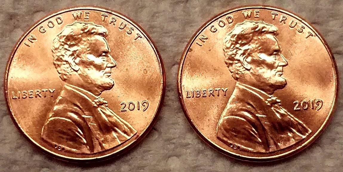 2019-P-Lincoln-Cent-Curved-Issue-Same-Exact-Location-Two-Different-Coins?